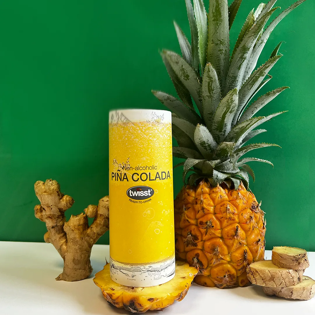 Twisst non alcoholic piña colada drink with pineapple and ginger.